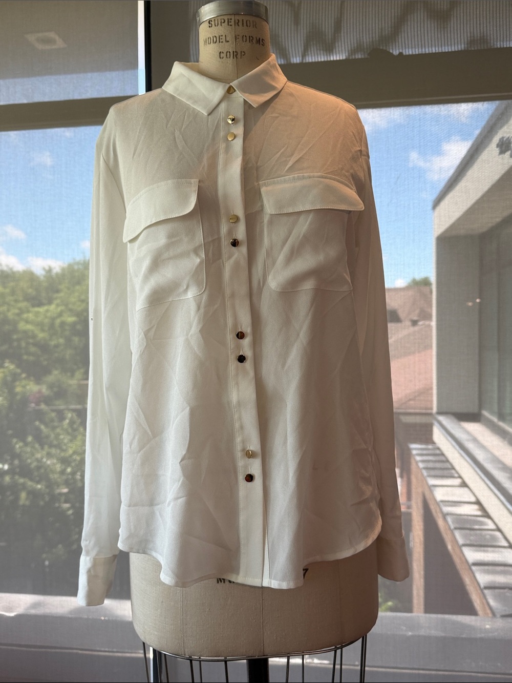 Classic White Button-Front Blouse